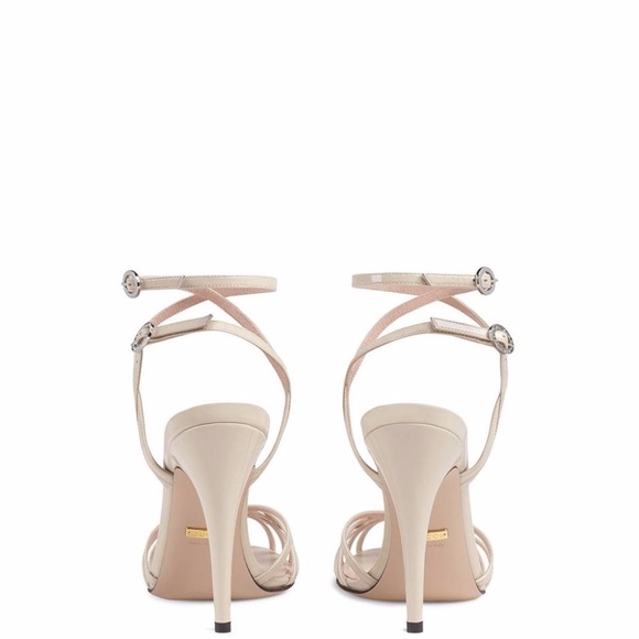 NIB Gucci White Shiny Patent Leather Sandals Heels - Picture 5 of 5
